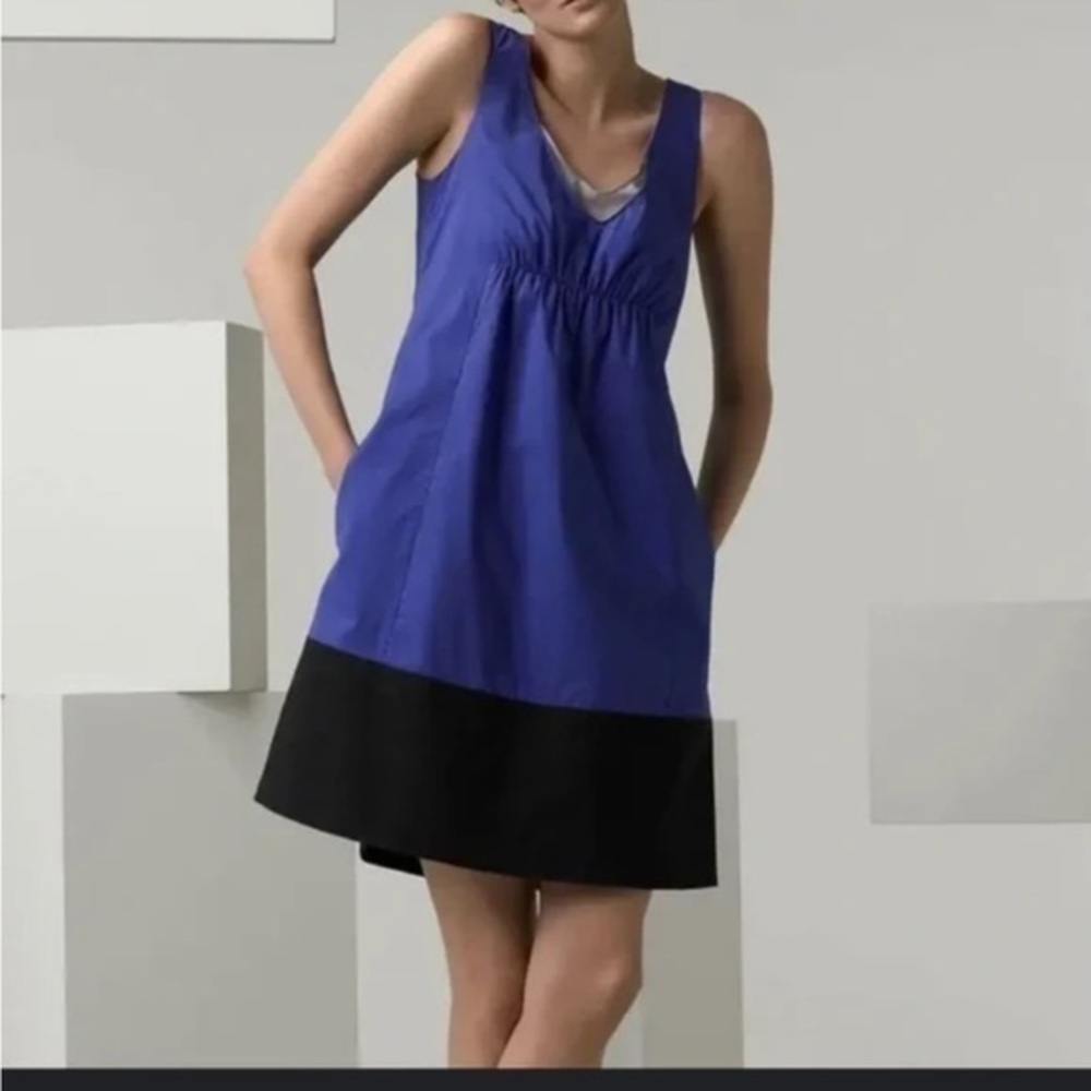 Vince Azure‎ Blue Black Color Block Summer Sun Dress
